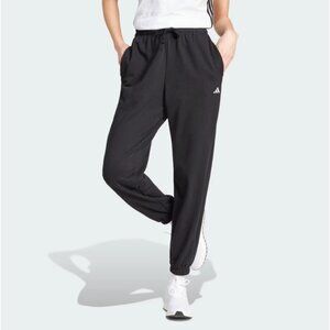 adidas Women's Essentials Small Logo French Terry Cuffed Pants Black White XS